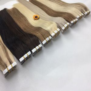 Seamless Hair Extension Straight Balayage Tape In Hair Extension Remy Human Hair Bleach Blond Party Style