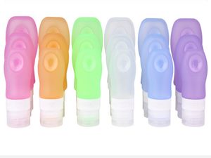 50 pz/lotto 6 colori Portatile Mini Bottiglia di Silicone Viaggi Lozione Punti Shampoo Contenitore 37 ml 60 ml 89 ml