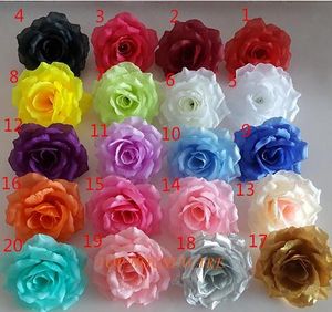 10 cm 20 Farben Kunststoff Seide Rose Blütenkopf DIY Dekor Rebe Hochzeit Bogen Wand Blumenzubehör