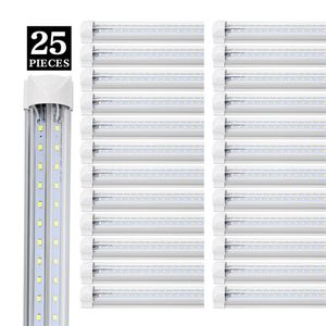 25 / Pack Cooler Dörr integrerad V Form 8FT LED Tube Light 6500K 65W 90W Rensa lins