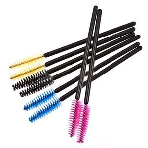 svart blå gul ros röd en-off sminkborste rosa syntetisk fiber engångs disponibel ögonfransborste mascara applikator trollborste