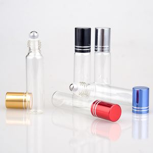 Frascos de perfume 10ml frasco de vidro transparente de vidro vazio limpar perfumes de perfumes de perfumes com esferas de aço amostras de amostra portátil B706