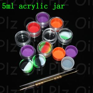 boxes wholesale 5ml acrylic oil containers Non-stick Dab BHO Hash Oil container Dry Herb Storage Jars