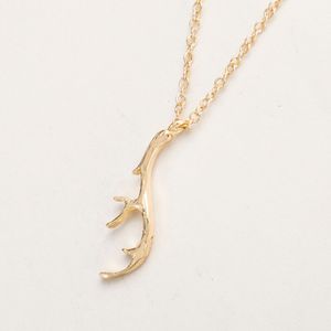 Wholesale 10Pc Vintage Deer Antler Necklace Silver Gold Plated Women Antler Long Chain Pendant Necklace Wedding Christmas Gifts