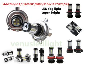 Lys 80W H4 H7 H11 H16 9005 9006 1156 1157 T20 T25 FOG LIGHT LED DC12V-24V vit SMD 16 LED-bil