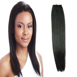 Tape i mänskliga hårförlängningar # 1 Jet Black Straight Virgin Brasilian Tape Extensions 40PCS Adhesive Skin Weft Hair Extensions