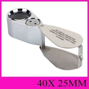 All-Metal Mikroskop LED Para Birimi Tespit Tipi Tip 40x25mm Mücevher Aydınlatıcı Loupes Taşınabilir El Mikroskopları No.9890