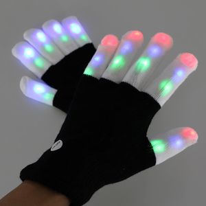 Led Mitts оптовых-Партия светодиодные Rave перчатки Рукавицы мигающий палец перчатки освещения LED Красочные цветов света Показать Черный Белый