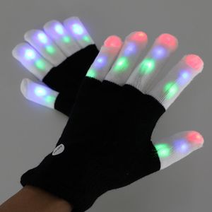 Luvas partido LED Rave Mitts piscando dedo iluminação LED Luva coloridos 7 Cores Light Show Black White