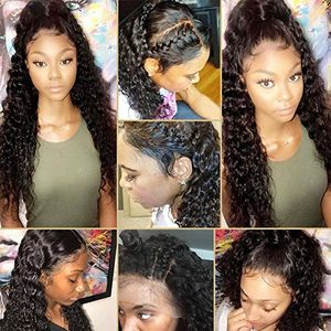 Pre Plocked 360 Lace Frontal Wig Cap med Baby Hair Deep Wave Brazilian Virgin Remy High Ponytail Front Pärlor för svarta Kvinnor 150% DiVA1