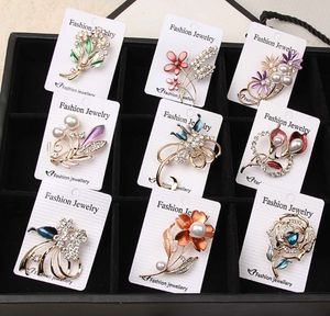 12pcs/Los Großhandel Kristall Strassblume Blume Note Pin Brosche Mode Broschen Pins Kostüm Schmuck Geschenk