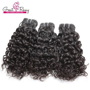 3 pçs / lote cabelo wafts extensões de cabelo humano brasileiro dinable natural negro remy cabelo virgem tecida onda de água grande ondulada greaturemy