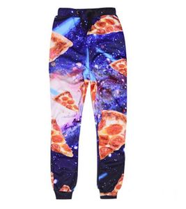 Al por mayor-nueva moda pizza espacio 3D pantalones de chándal joggers ambos lados impresión 3d jogging pantalones harajuku pantalones deportivos casuales