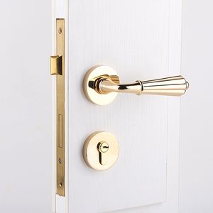 Modern fashionabla Deluxe Golden Mechanical Mute Split Lock Golden Bedroom Kitchen Bookroom Solid Wood Handle Locks European