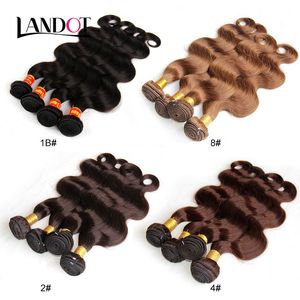 Wholesale mixed machine for sale - Group buy Peruvian Malaysian Indian Brazilian Body Wave Human Hair Weave Bundles Natural Color Dark Middle Light Brown Hair Extensions Color B