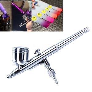 Partihandel-1PC Dual Action Airbrush Kit Tillfällig tatueringssats 0.2mm nålluftborste Komparör Body Paint Art Spray Gun Car Nail Art Tools