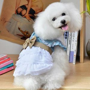 Verão Pet Filhote De Cachorro Pequeno Cão Gato Pet Denim Saia Vestido Vestuário Traje Roupas