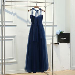 Koyu Lacivert Gelinlik Modelleri Tül Uzun Düğün Parti Elbise abiye giyim Ucuz Uzun Örgün Önlük Ucuz