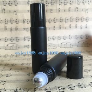 Rotolo di vetro nero spesso da 10 ml su bottiglie di profumo con tappo a sfera in metallo inossidabile nero 600 pezzi Via