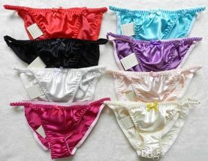 New feine 100% Seide Frauen Dame String Bikini Panties Größe: S M L XL XXL 8piece / lot