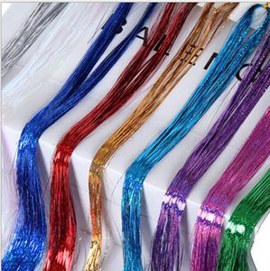 Colorido Metálico Glitter Tinsel Fibra Laser Peruca de cabelo Acessórios de extensão de cabelo Peruca Clipe em Cosplay Peruca evento de festa Adereços festivos