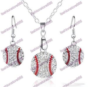 Crystal baseball wisiorek kolczyki naszyjniki biżuterii