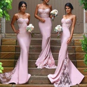 Mermaid Lace Long Bridesmaid Dresses New Light Purple Sexy Elastic Satin Sweetheart Backless Spaghetti Straps Designers Plus Size Dress