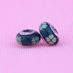 Vert authentiques Argent perles en vrac de bricolage Fil de Murano Perles de verre pour Pandora Charms Bracelets Correspondent Colliers gros pc