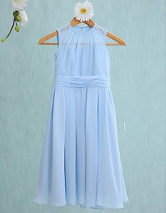 Beautiful Cute Jewel Junior Bridesmaid Dresses Flower Girls' Dresses for Formal Occasion Custom Made Cheap A-Line Tea-length