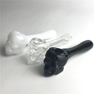 Nuovi tubi di vetro colorato da 4 pollici Tubo di fumo di acqua di vetro Pyrex spesso con tubi di mano del bruciatore di olio del supporto del tabacco del cranio di vetro nero trasparente