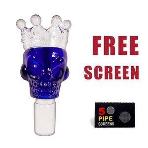 Formax420 18/19mm Blue Glass Crown Bowl Herb Holder 5 Free Screens Free Shipping
