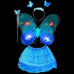 Ali di farfalla luminose, set di luci in tre pezzi, spettacoli per bambini, costumi, spettacoli, oggetti di scena, doppi angeli, quattro giocattoli Rave a LED