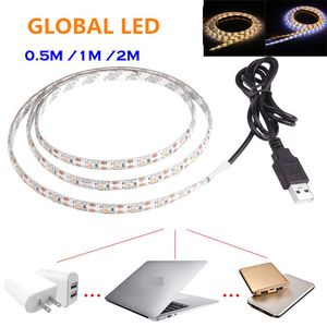 Flexible 5V USB Cable LED strip light lamp SMD3528 50cm 1m 2m Christmas Flexible led Strip Lights TV Background Lighting Free shipping