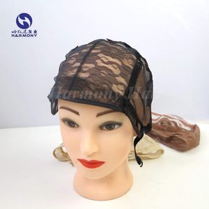 Glueless lace wig caps for making wigs stretch lace with adjustable straps back weaving cap black brown blonde color