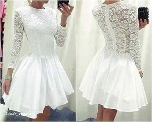 Short Prom Dress With Long Sleeves Beautiful White Women Wear Special Occasion Dress Evening Party Gown