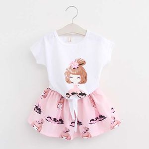 Корееские девочки платье наборы детская одежда детская одежда летняя с коротким рукавом футболка для девочек юбки дети набор костюмов C23819