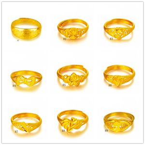 Online in vendita Fashion Donne 24K Gold Plate Ring Ring 10 Pezzi Molto Stile Misto, Sezione Dragon Hollow Giallo Giallo Placcato oro Anelli DFMKR1