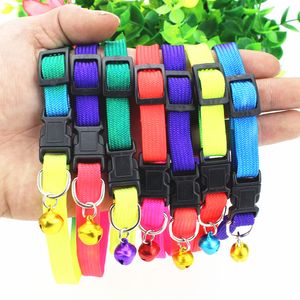 Rainbow Dog Cat Bell Collar Adjustable Outdoor Comfortable Nylon Pet Collars For Small Dogs Puppies Pet supplier