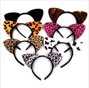 Katze Ohren Stirnband Leopard Cartoon Haar Band Kinder Mädchen Kopfbedeckungen Weihnachten Party Haar Zubehör Maskerade Liefert YW189