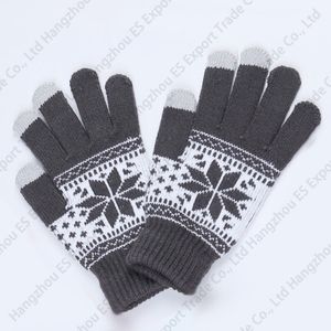 Winter Touch Screen Gloves Snowflake Knitted Five Finger Glove Unisex Style 5 Colors Soft And Warm