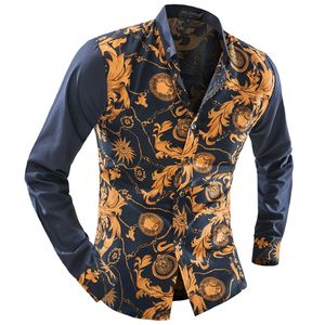 Оптово-мужчин цветочная рубашка 2016 новая мужская мода с длинным рукавом мужчины повседневная рубашка топы тонкие мужчины свадебные рубашки мягкие повседневные рубашки