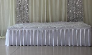 Moda colorata seta ghiaccio gonne da tavolo runner di stoffa runner decorazione tavolo da sposa pew copre el evento long runner deco278t