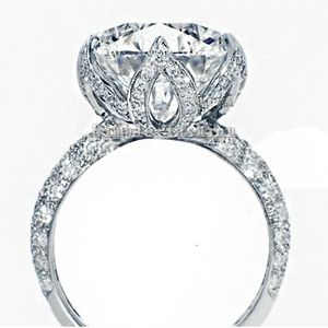 Vecalon 2016 nuovo fiore romantico anello femminile 3ct diamante simulato Cz argento sterling 925 anello di fidanzamento nuziale per le donne