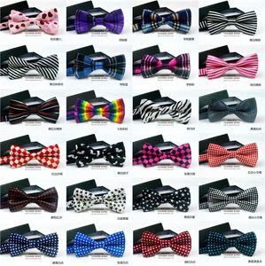 grid bow tie 34 colors 12*6cm Children's bowties Adjust the buckle Leopard grain color bowknot Occupational bowtie for Father's Day necktie