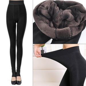 Leggings para as mulheres Mulheres Leggings de Lã Grosso Inverno Quente Alta Stretch Leggings Cintura Skinny Pants