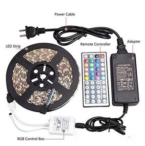 As tiras impermeáveis ​​IP65 5M 300 Leds SMD 5050 luzes LED RGB Tiras 60 LEDs M + controlador remoto + 12V 5A alimentação