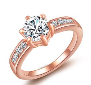 2017 vendite calde brillano Austria cristallo Anello in oro rosa con diamanti zircone Anello nuziale di lusso misura US6 / 7/8/9