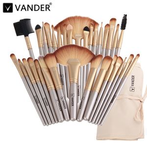 Vanderlife 32Pcs/set Champagne Gold Oval Makeup Brushes Professional Cosmetic Make Up Brush Kabuki Foundation Powder Lip Blending Beauty