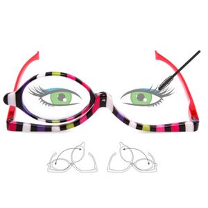 Brille Augenbrauen großhandel-Augen Make up Augenbrauen Wimpern Lesebrille Brille Flip Objektiv Folding Reader Kosmetik Frauen Paare Pack
