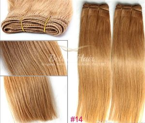 Indiskt hår 2st / parti 14-24INCH Human Weft No Shedding No Tangle Brown Color Rak Human Hair Extensions Bella Hair